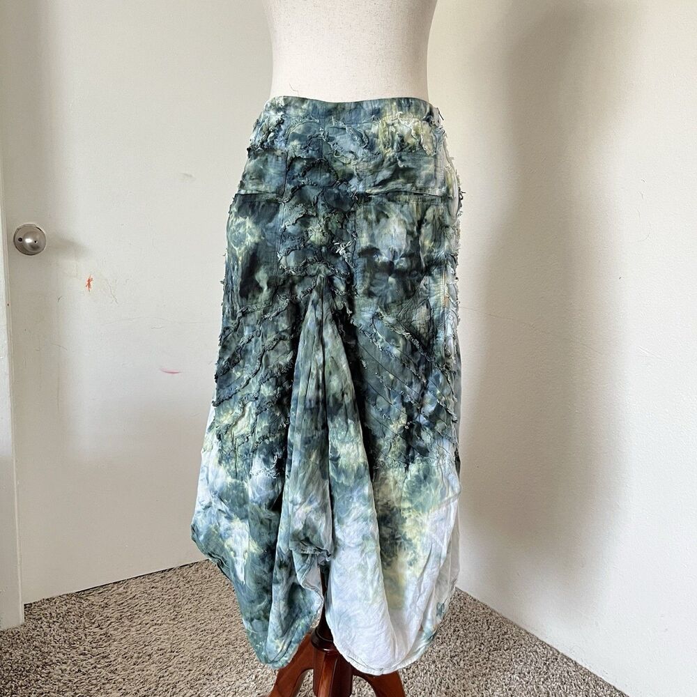 Tie Dye Draped Balloon Flare Skirt Black Goth Boho Peasant Hippie Free Size